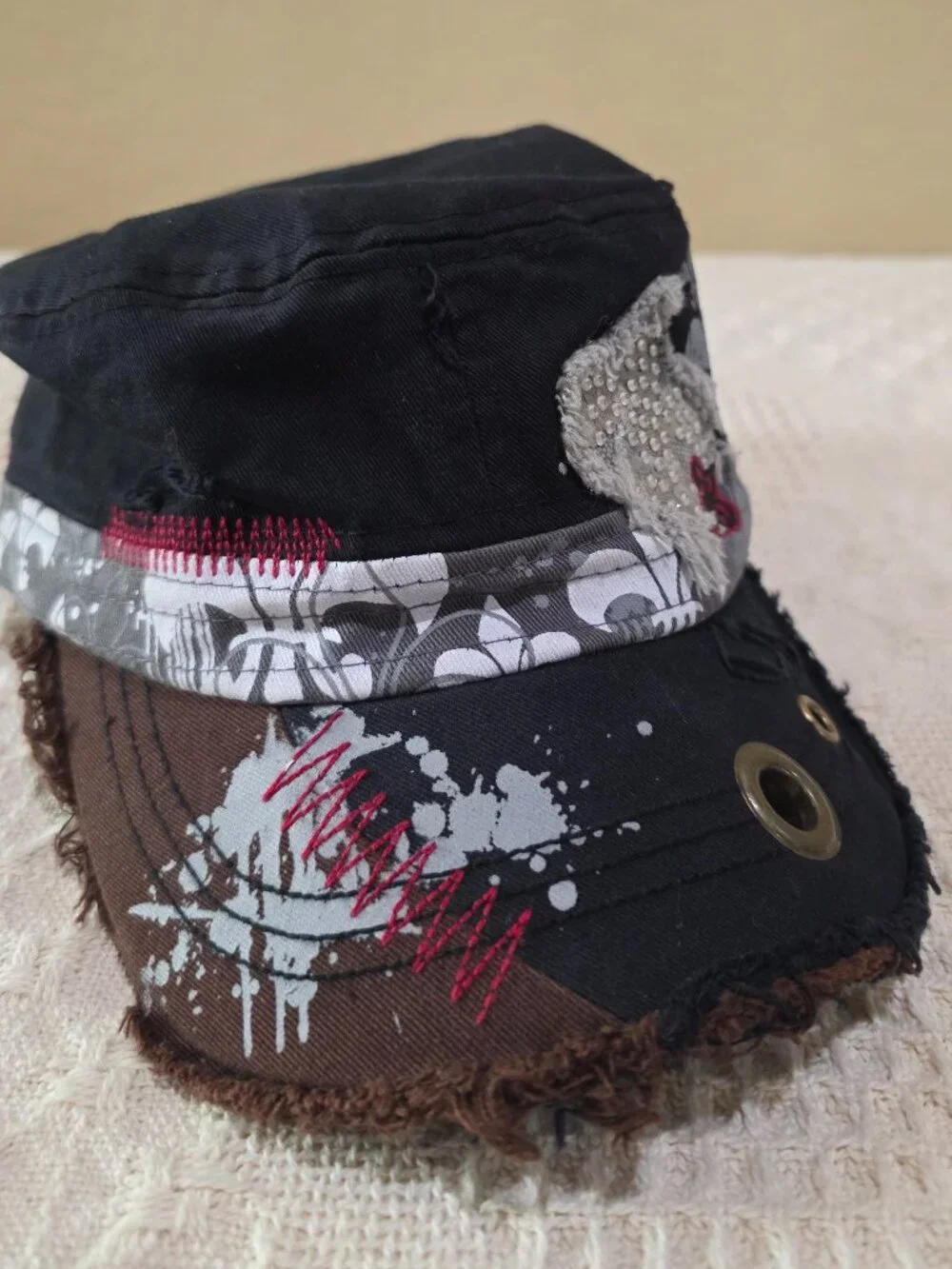 Womens Black New Orleans Rhinestone Flat Top Cute Baseball Ball Cap Hat
